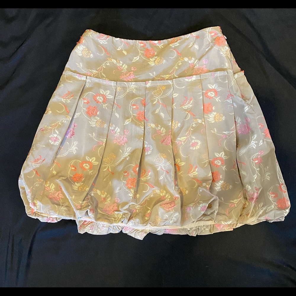 $275 New Simonetta 10 Pleated Bubble Short Skirt Mini Jacquard Elastic Waist